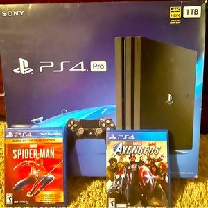 Like NEW! Sony PlayStation 4 Pro—4K HDR -1 TB HDD-Disk Ed-PS4 PRO + Games